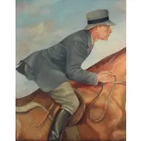 Louis Lundean, Equestrian Scene, Oil on canvas
