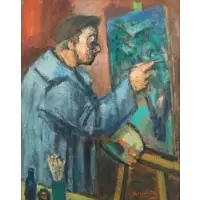 The Painter by Benjamin Kopman, 1953, Oil on canvas, sold Feb 2022