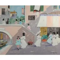 Venetian Scene by Luigi Cagliani, Oil on canvas, sold Feb 2022