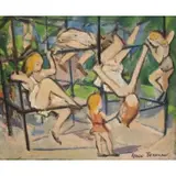 On The Bars by Aaron Berkman, Oil on canvas signed and titled and dated 1950 - 1955, sold Feb 2022