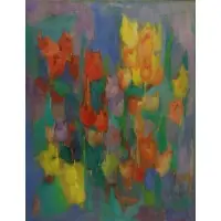 Janet Cohen, Tulips, Oil On Canvas Signed lr rt