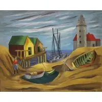 Gertrude Shibley, Lighthouse, Oil on canvas signed lr rt