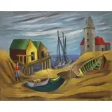 Gertrude Shibley, Lighthouse, Oil on canvas signed lr rt