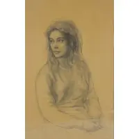 Antonio Ciccone, Melanconia, Pen & Ink Drawing, Initialed and titled verso
