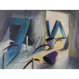 Yukako Okudaira, Untitled, Abstract Oil On Canvas Signed lr rt and verso