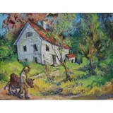 Deserted House by Aaron Berkman, Oil On board signed and titled and dated 1936, sold Feb 2022