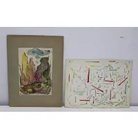 Aaron Berkman, Untitled, Cityscapes Watercolors on Paper