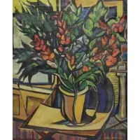 Still Life by Aaron Berkman, Oil on Canvas, sold Feb 2022
