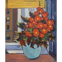 Floral Still Life by Aaron Berkman, Oil on Canvas, sold Feb 2022