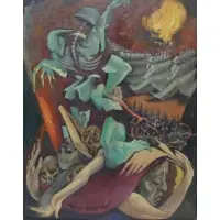 Aaron Berkman, Nightmare, Oil on Canvas Board