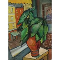 Aaron Berkman, At the Window, Oil on Board
