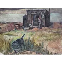 A. Berkman, Squatters on the Hudson, Oil on Board