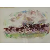 Aaron Berkman, The Winner, Watercolor on Paper