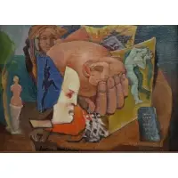 Epitaph by Aaron Berkman, Oil on Board, sold Feb 2022