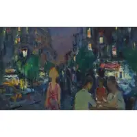 Summer Night by Aaron Berkman, Oil on Board, sold Feb 2022