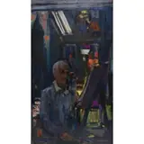 Aaron Berkman, Reflections on My Studio Window, Oil on Canvas