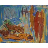 Aaron Berkman, Sunday at the Beach, Oil on Canvas