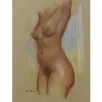 Aaron Berkman, Nude, Pastel on Paper