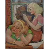 Aaron Berkman, At the Window, Oil on Board