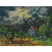 Aaron Berkman, Landscape, Oil on Board