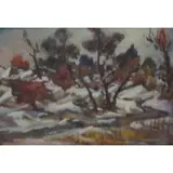 Aaron Berkman, Winter, Central Park, Oil on Canvas