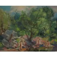 Aaron Berkman, Central Park, Oil on Board