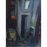 Aaron Berkman, Reflection in My Window- Self Portrait, Oil on Canvas