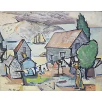 Aaron Berkman, Mohegan island 1948 Oil On Canvas Signed and dated anf from a larchmony NY storage . Dimensions: 24, "Mohegan island 1948 Oil On Canvas Signed and dated anf from a larchmony NY storage
