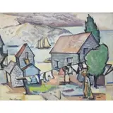 Aaron Berkman, Mohegan island 1948 Oil On Canvas Signed and dated anf from a larchmony NY storage . Dimensions: 24, "Mohegan island 1948 Oil On Canvas Signed and dated anf from a larchmony NY storage