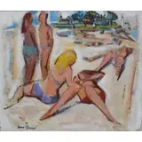 Aaron Berkman, Beach Bodies, Oil OLn Canvas signed and from a Larchmont NY storage