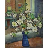 Aaron Berkman, Dogwood in Window, Oil on Board