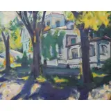 Aaron Berkman, Saratoga Mansion, Oil on Canvas