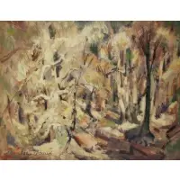 Aaron Berkman, Cathedral Woods, Monhegan Island., Oil on Board