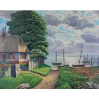 H Richter, Untitled, Oil On Canvas Boat Scene Sgd lr rt