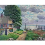 H Richter, Untitled, Oil On Canvas Boat Scene Sgd lr rt