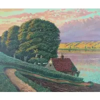 H Richter, Untitled, Oil On Canvas River Scene Signed lr rt