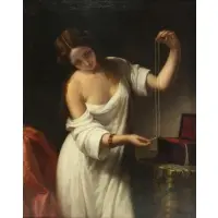 Pierre Olivier Joseph Coomans, Woman with Jewelry, Oil on canvas