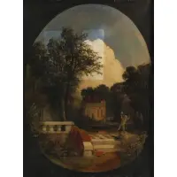 John Williamson, Garden Scene, Oil on canvas