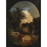 John Williamson, Garden Scene, Oil on canvas