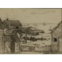 Edward Henry Potthast, Seaside Shacks, Pencil on paper