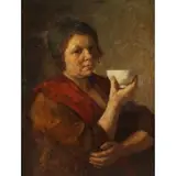 Baruch Laguna, Woman with Cup, Oil on canvas