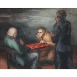 Mervin Jules, Chess Players, Oil on board