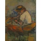 Henry Botkin, Boating Scene, Oil on board