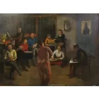 Harry Gottlieb, Art Class, 1932, Oil on canvas laid to board