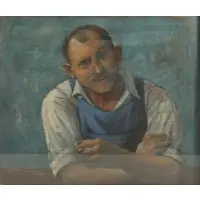 Harry Gottleib, Portrait of a Man, Oil on board