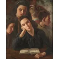 Bernard Green, Figures, Oil on canvas