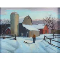 Cecil F. Head, Down on the Farm, Oil on board
