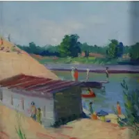 Frank V. Dudley, Summer Bathers, Oil on canvas