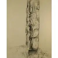 Totems by Peter McIntyre, Pen and ink, sold Jan 2022