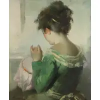 José Puyet, Portrait of a Girl, Oil on canvas